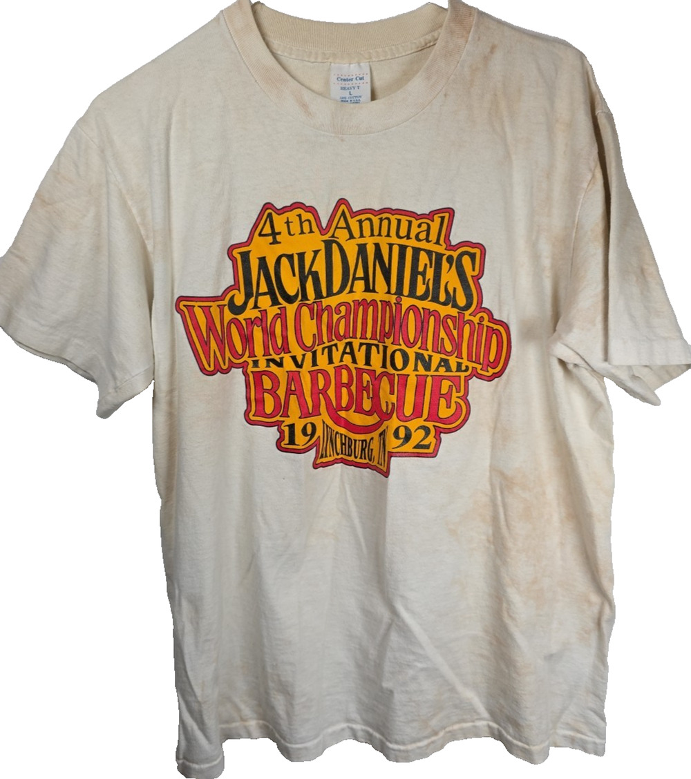 Vintage Jack Daniels Shirt 1992 World Champ Invitation BBQ Center Cut Large USA